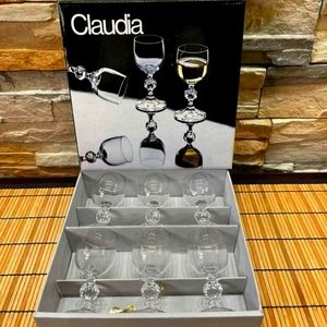 Vintage 1999 6 Crystal Claudia Wine Glass Set by Bohemia